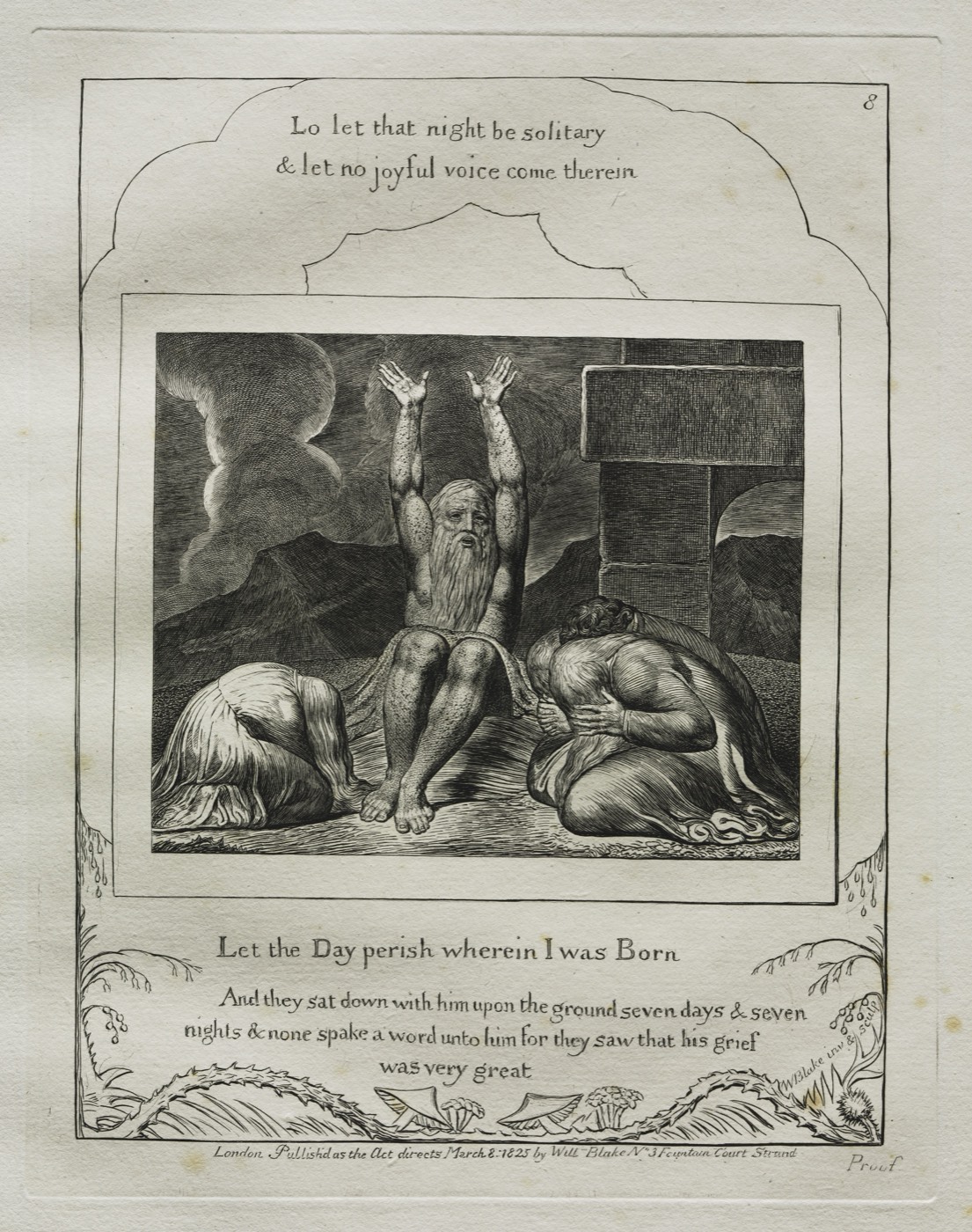 The Book of Job, plate 8: Let the Day perish wherein I was Born, William Blake