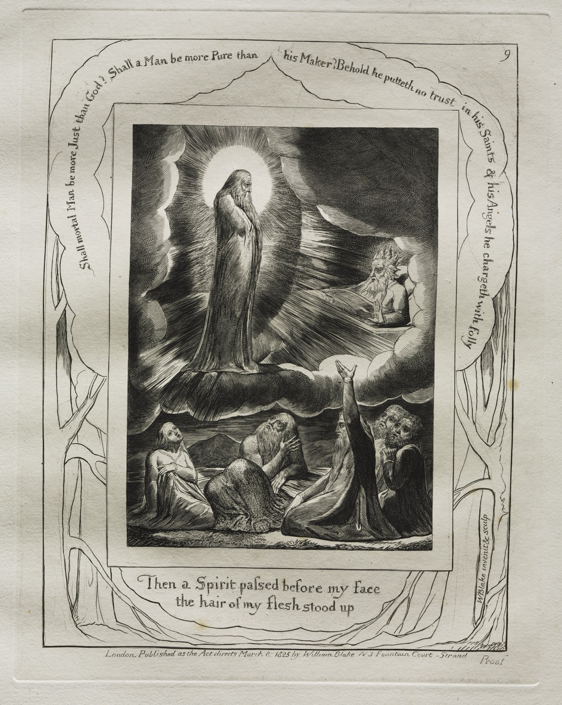 The Book of Job, plate 9: Then a Spirit passed before my face the hair of my flesh stood up, William Blake