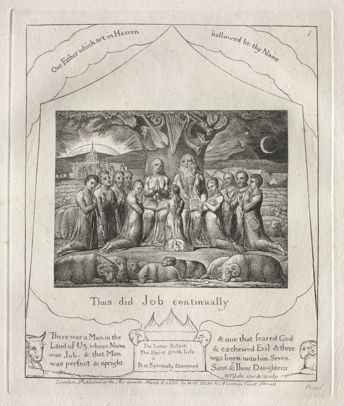 The Book of Job, plate 1: Thus did Job continually, William Blake