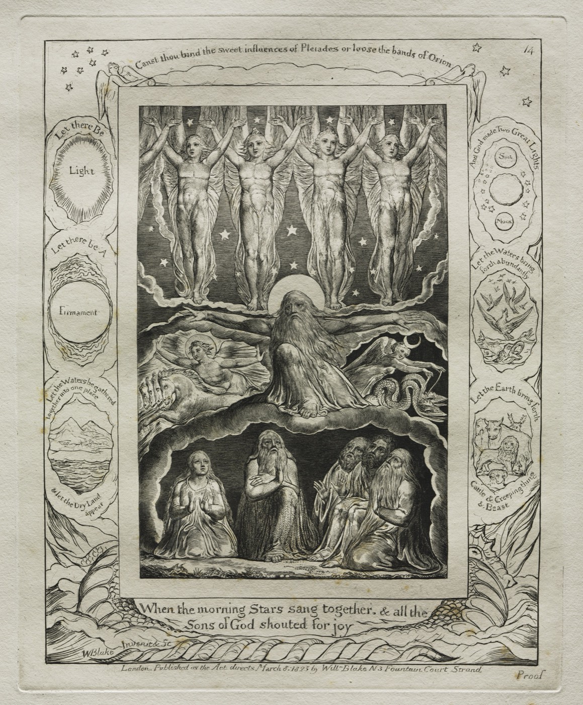 The Book of Job, plate 14: When the morning Stars sang together, and all the Sons of God shouted for joy, William Blake