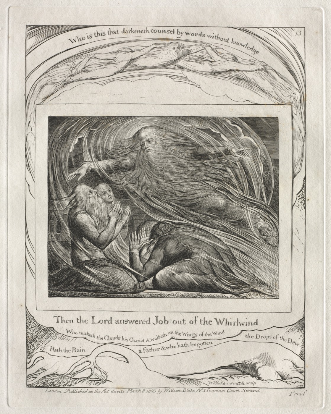 The Book of Job, plate 13: Then the Lord answered Job out of the Whirlwind, William Blake