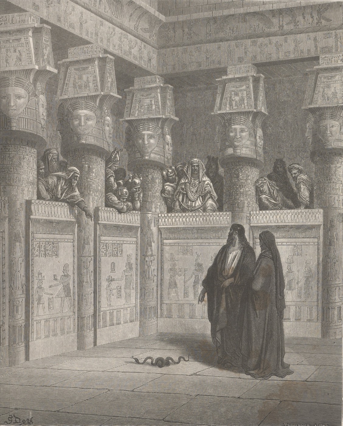 De staf van Aaron wordt een slang, Gustave Doré