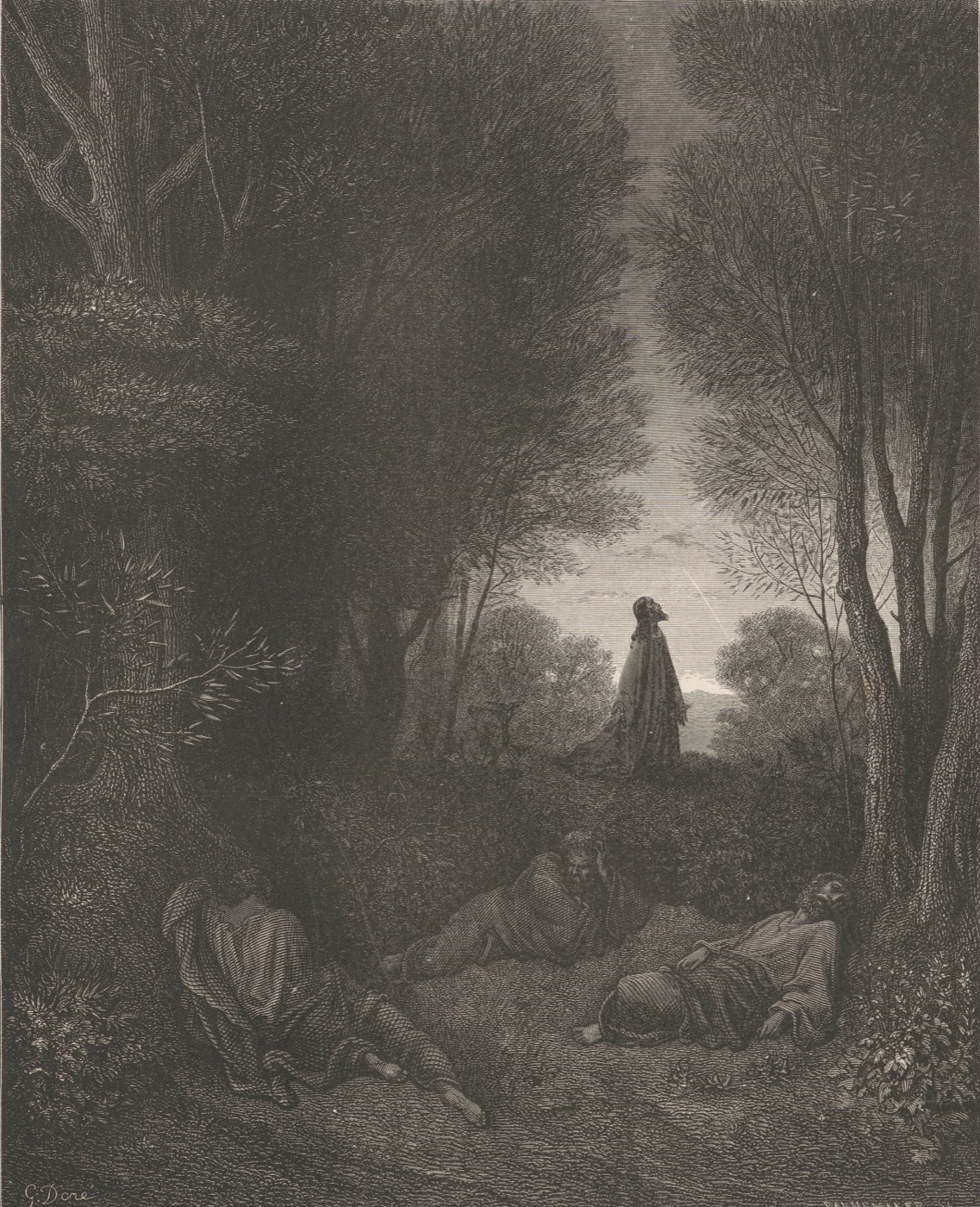 Ježíš se modlí na hoře Olivetské, Gustave Doré