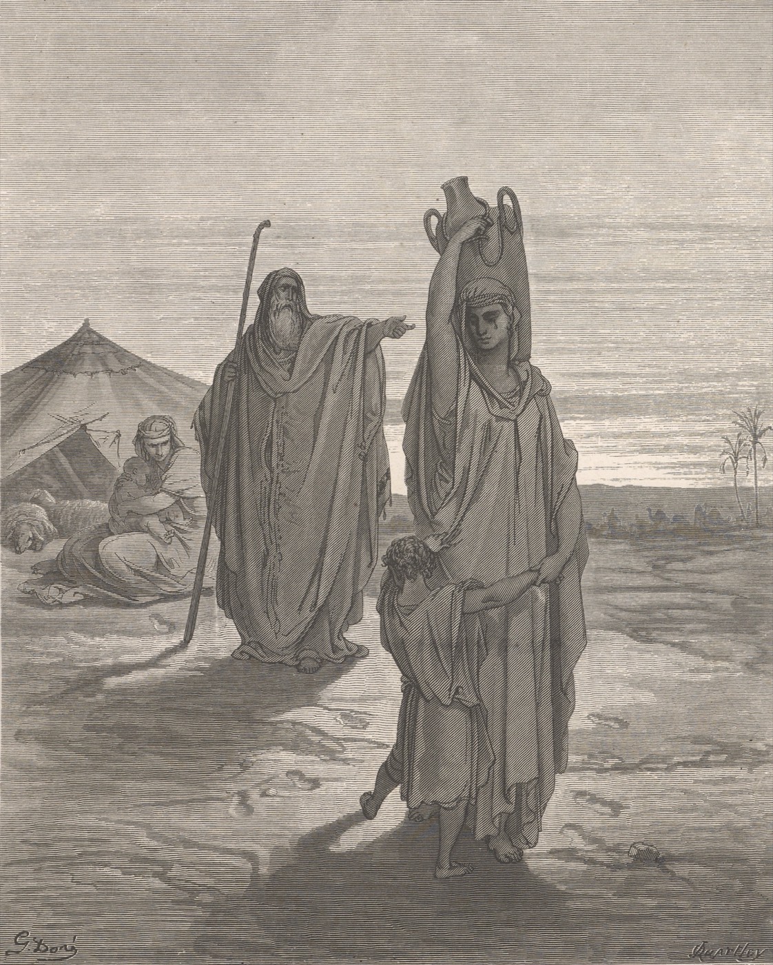 Abrahamo scaccia Agar, Gustave Doré