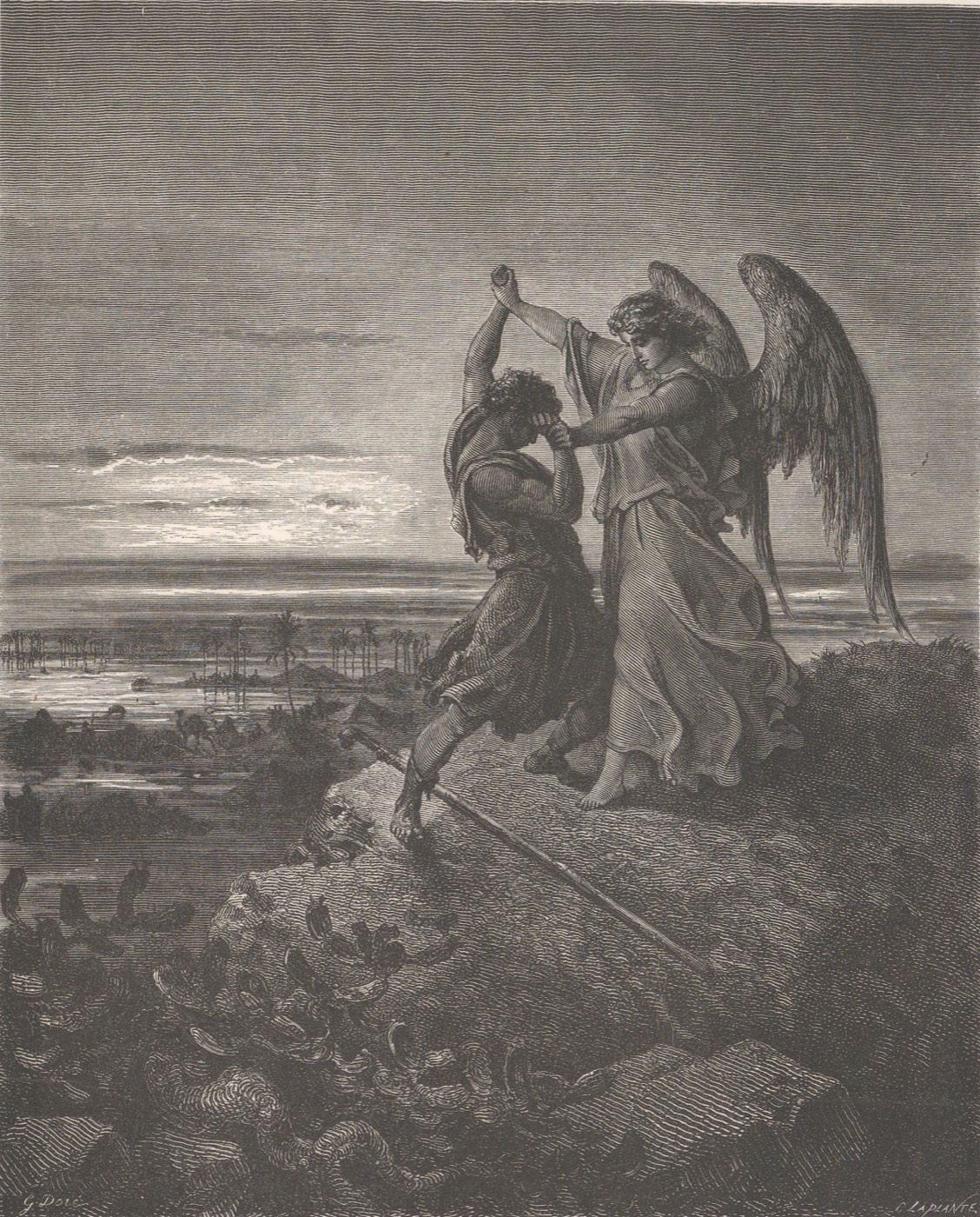 Giacobbe lotta con l’angelo, Gustave Doré