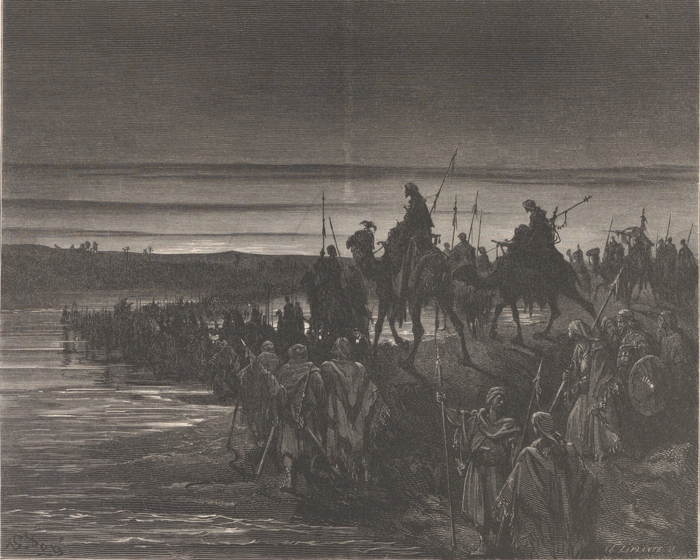 Izraelští přecházejí Jordán, Gustave Doré