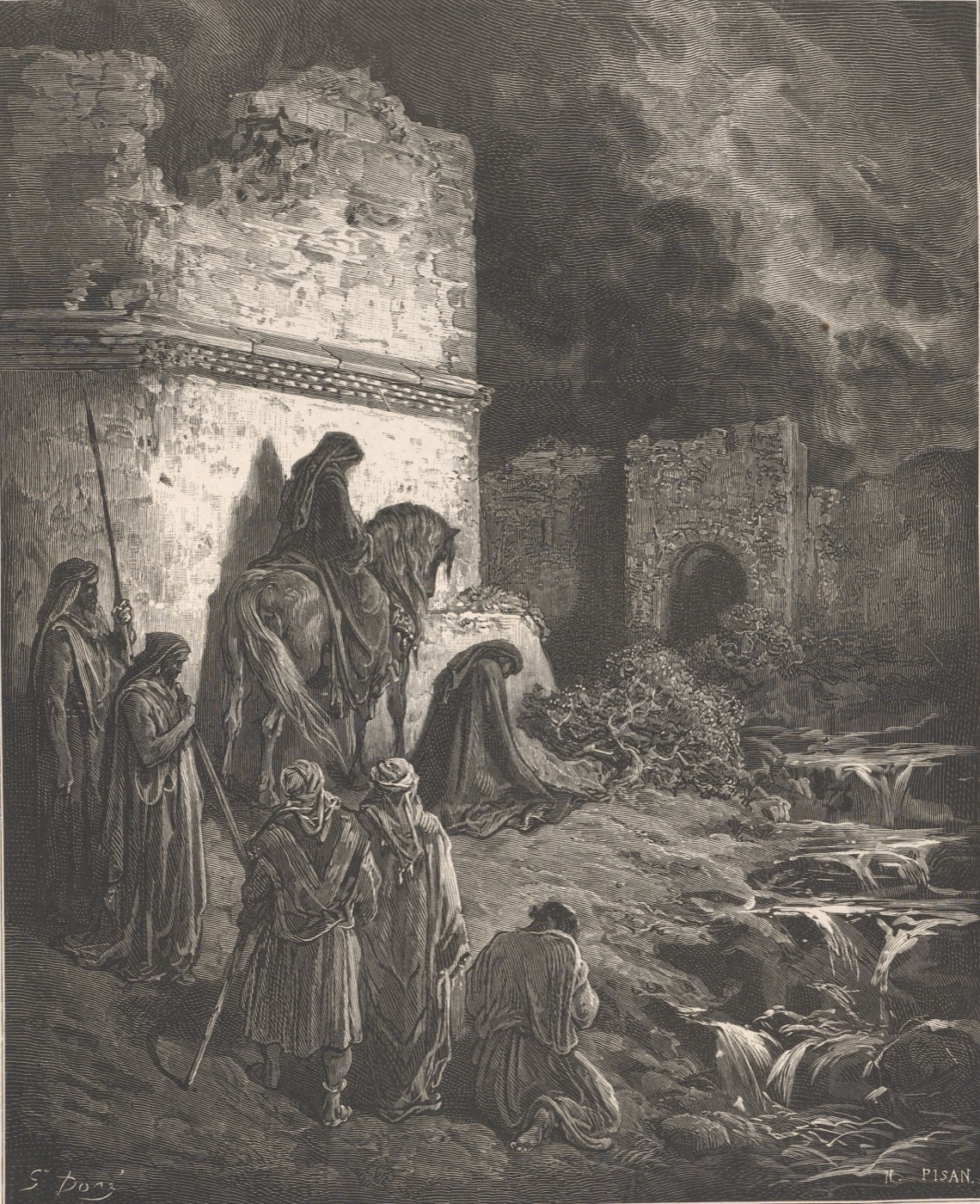 Neemia osserva le mura in rovina di Gerusalemme, Gustave Doré