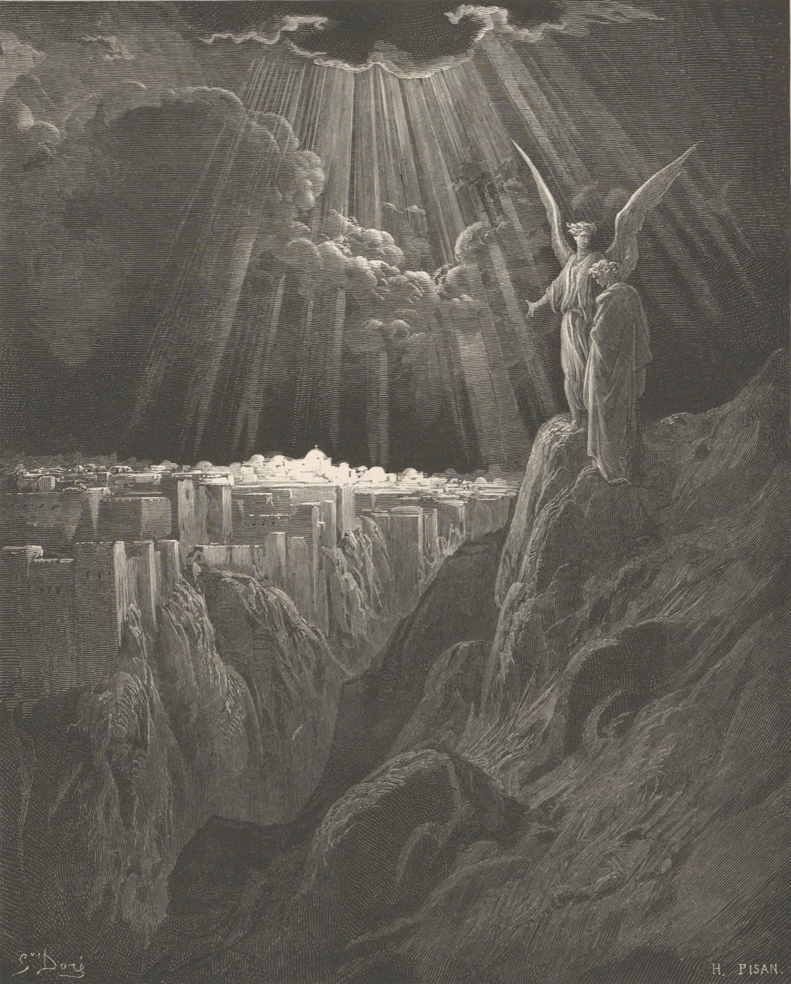 L’ange montre Jérusalem à Jean, Gustave Doré