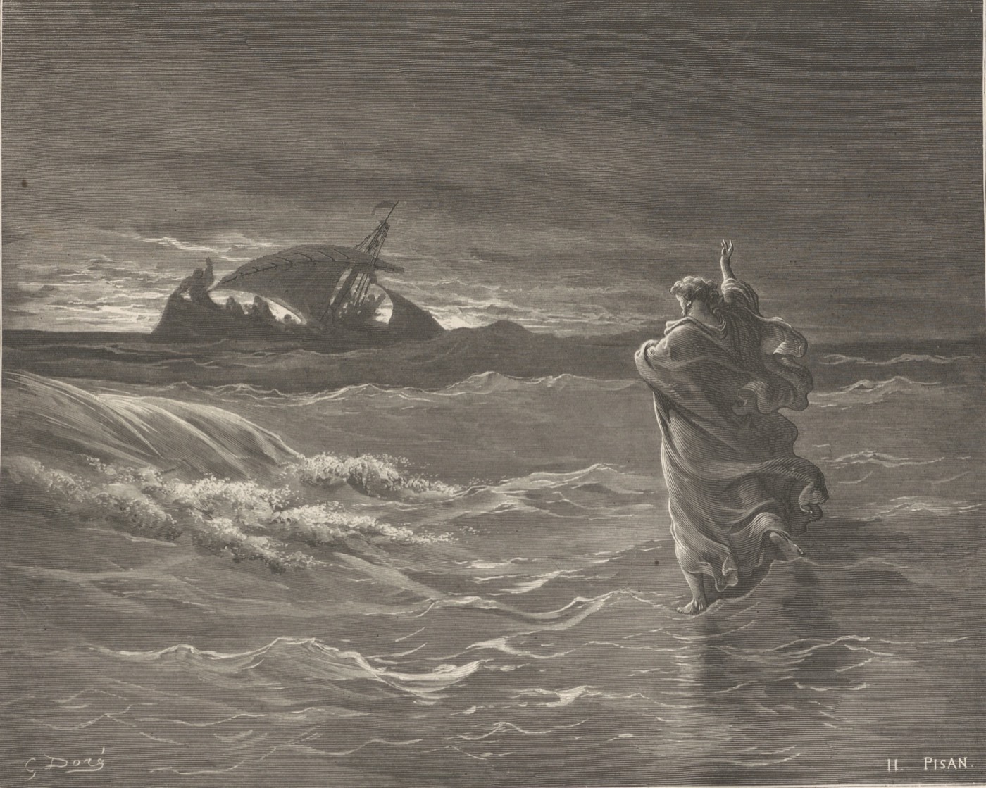 Gesù cammina sul mare, Gustave Doré