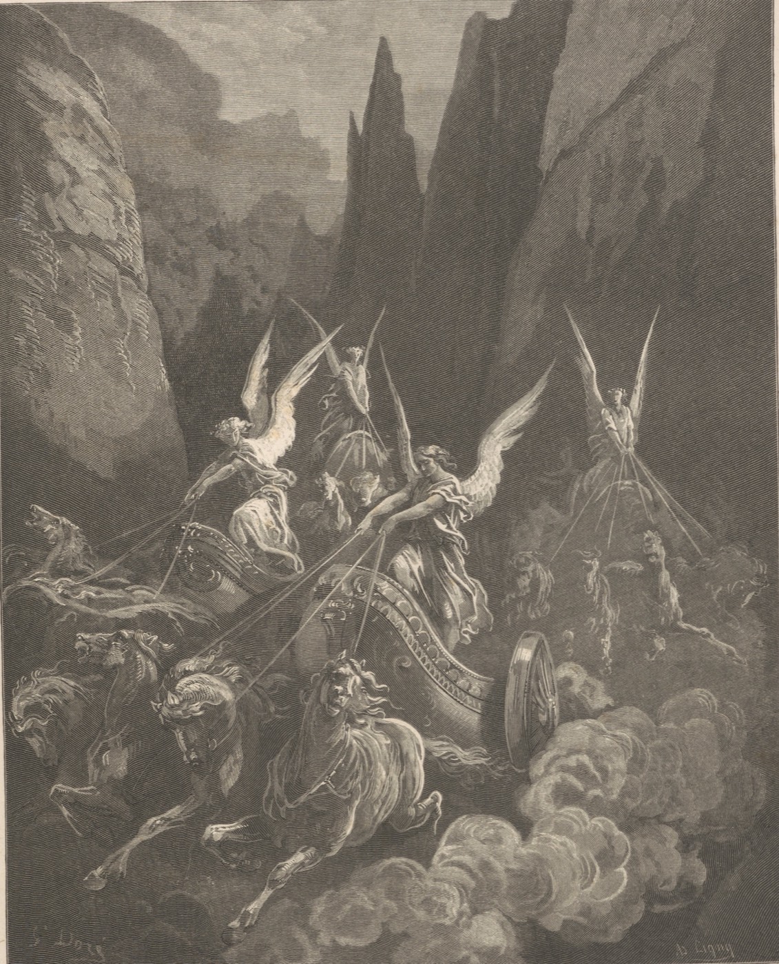Zaharijino viđenje četvorih kola, Gustave Doré