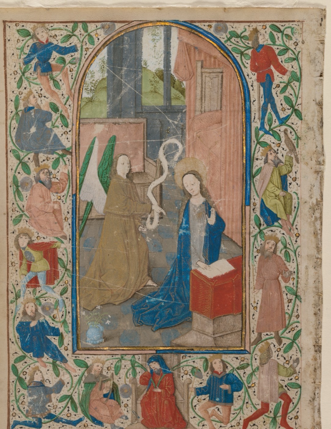 Leaf from a Book of Hours: The Annunciation (recto), Unknown Flemish painter