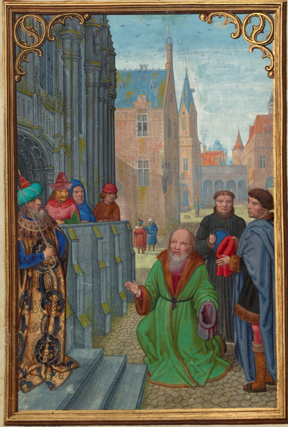 Joseph of Arimathea Before Pilate (Ms. Ludwig IX 19, fol. 311v, from the Prayer Book of Cardinal Albrecht of Brandenburg), Simon Bening