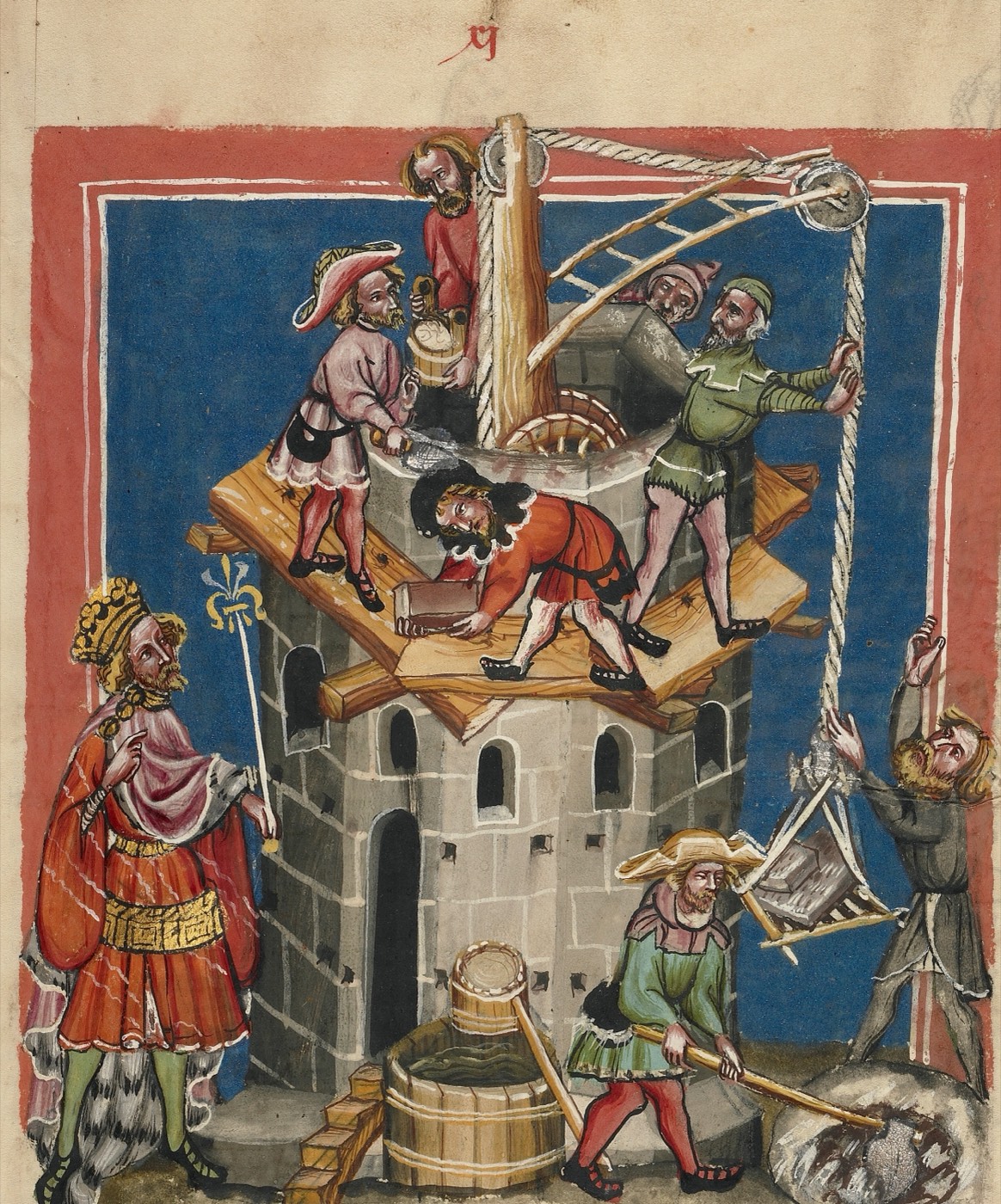 The Construction of the Tower of Babel (Ms. 33, fol. 13, from the Weltchronik), Unknown painter, Regensburg