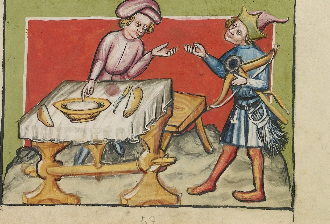 Jacob Obtaining Esau's Birthright (Ms. 33, fol. 36v, from the Weltchronik), Unknown painter, Regensburg