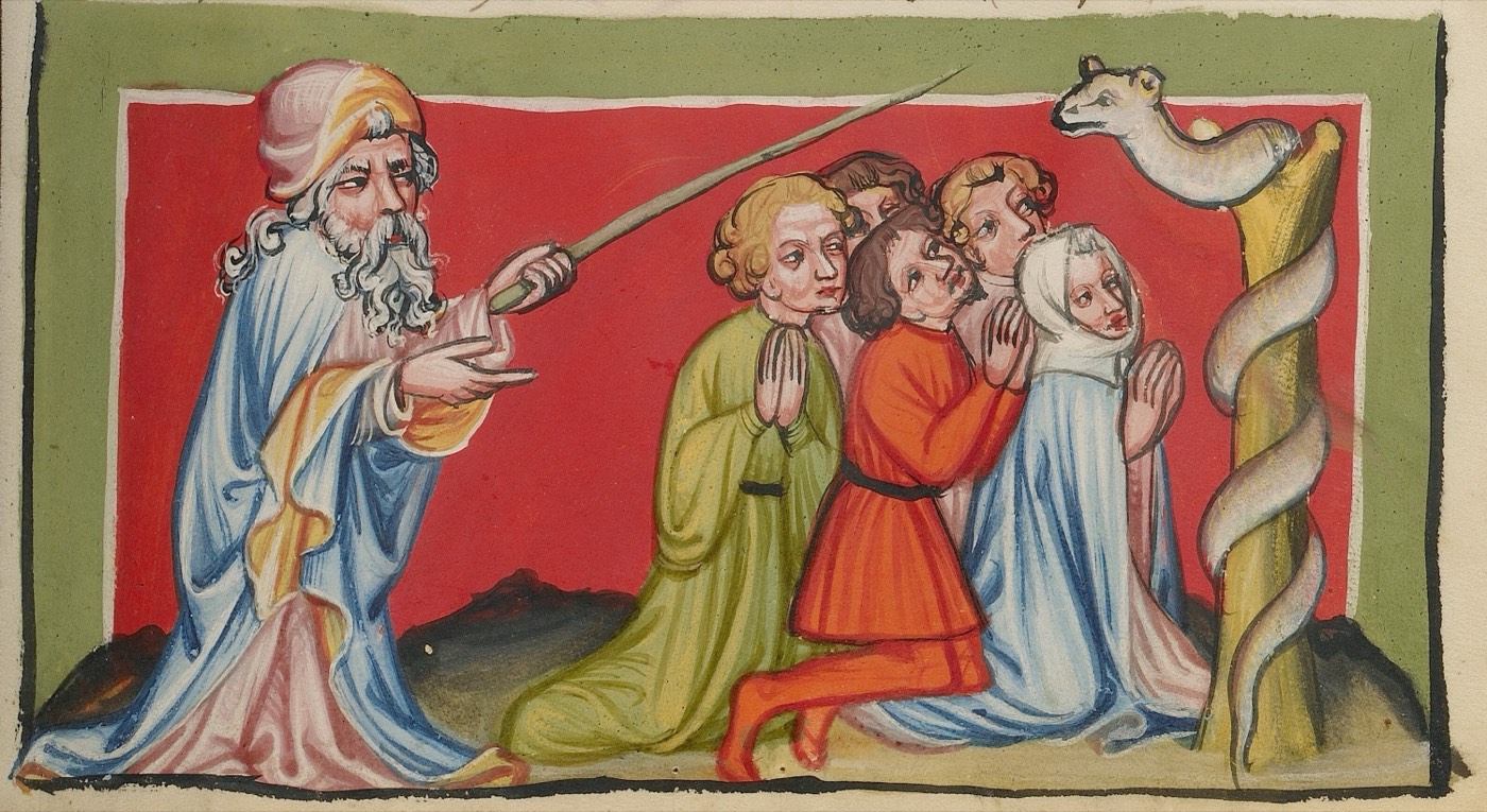 The Brazen Serpent (Ms. 33, fol. 103, from the Weltchronik), Unknown painter, Regensburg