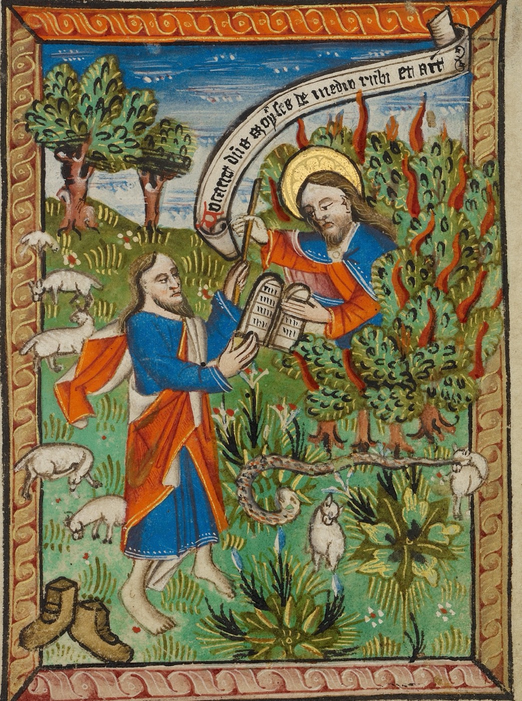 The Burning Bush (Ms. 101, fol. 13, from the Illustrated Vita Christi, with devotional supplements), Unknown English painter