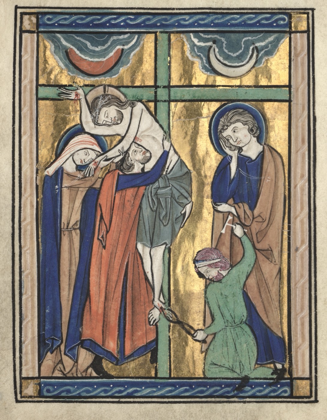Miniature Excised from the "Potocki Psalter": The Deposition, Master of the Potocki Workshop