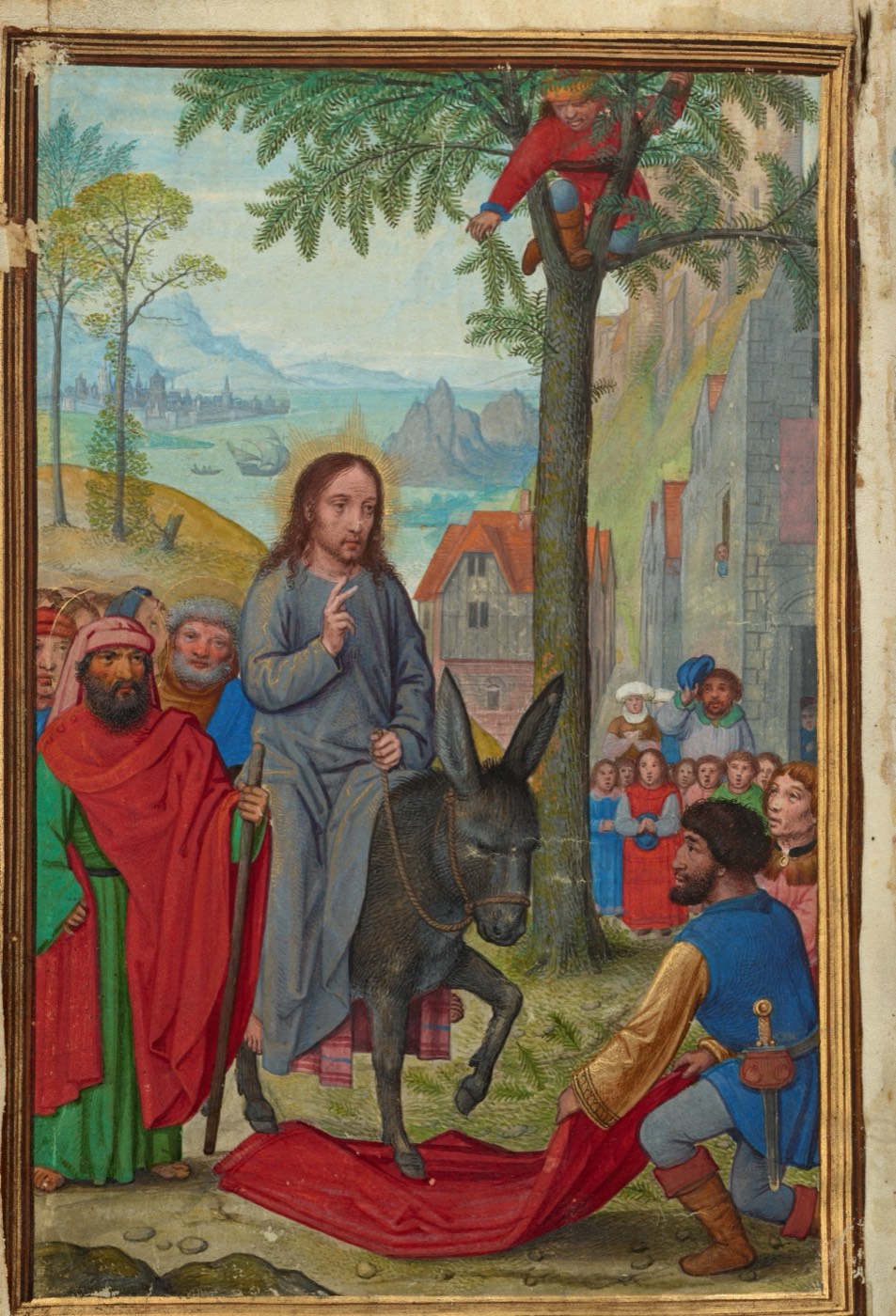 The Entry into Jerusalem (Ms. Ludwig IX 19, fol. 77v, from the Prayer Book of Cardinal Albrecht of Brandenburg), Simon Bening
