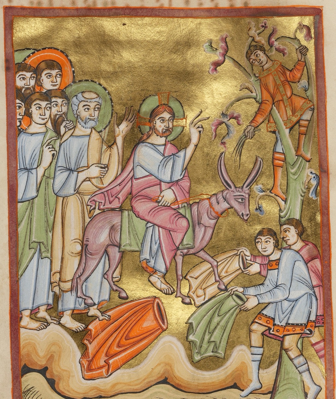 The Entry into Jerusalem (Ms. Ludwig VII 1, fol. 36, from the Benedictional), Unknown painter, Regensburg