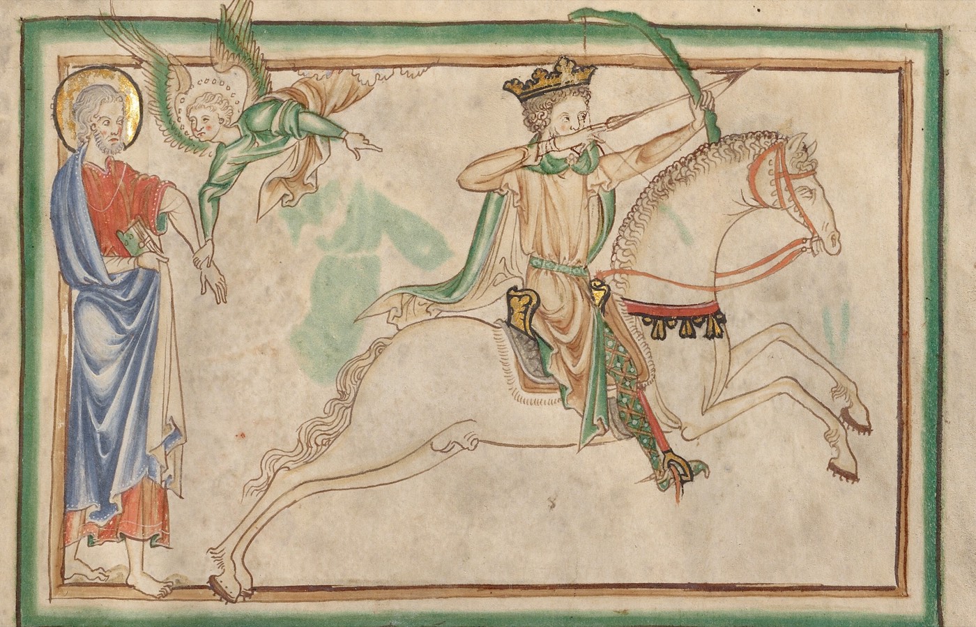 The Opening of the First Seal: The First Horseman (Ms. Ludwig III 1, fol. 6, from the Getty Apocalypse), Unknown English painter