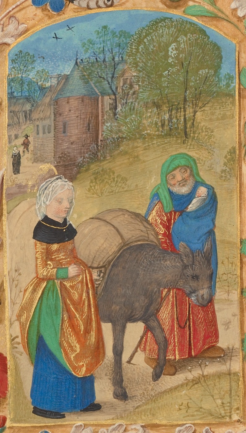 The Flight into Egypt (Ms. 23, fol. 114v, from the Crohin-La Fontaine Hours), Master of the Dresden Prayer Book