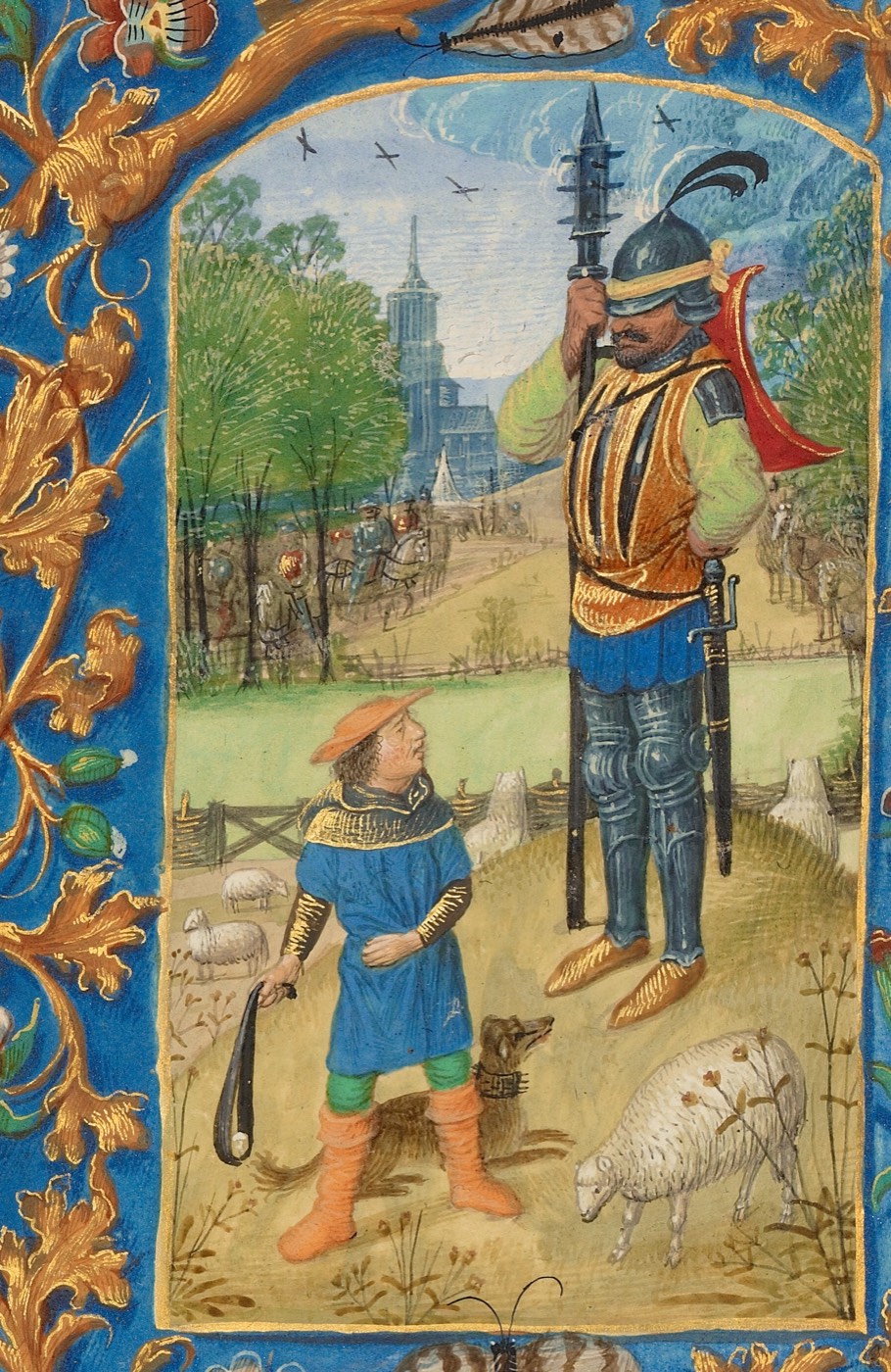 David and Goliath (Ms. 23, fol. 121v, from the Crohin-La Fontaine Hours), Master of the Dresden Prayer Book