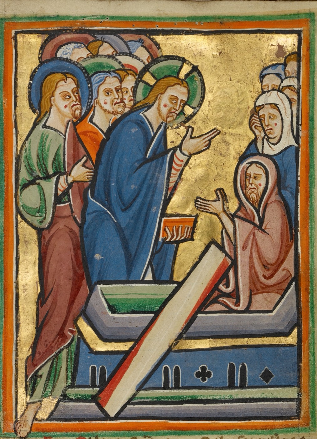The Raising of Lazarus (Ms. 101, fol. 61, from the Illustrated Vita Christi, with devotional supplements), Unknown English painter