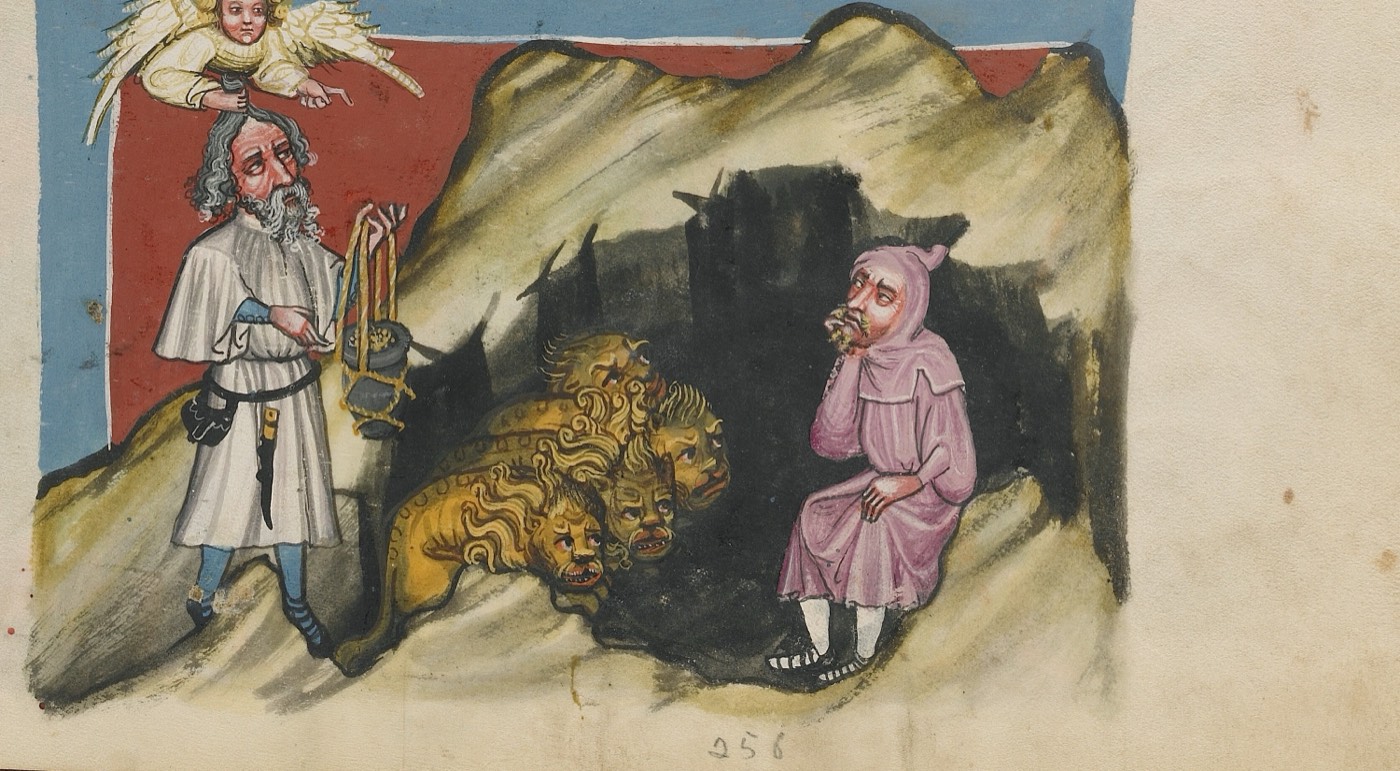Даниил во рву львином (Ms. 33, л. 214, из «Всемирной хроники»), Неизвестный живописец, Регенсбург