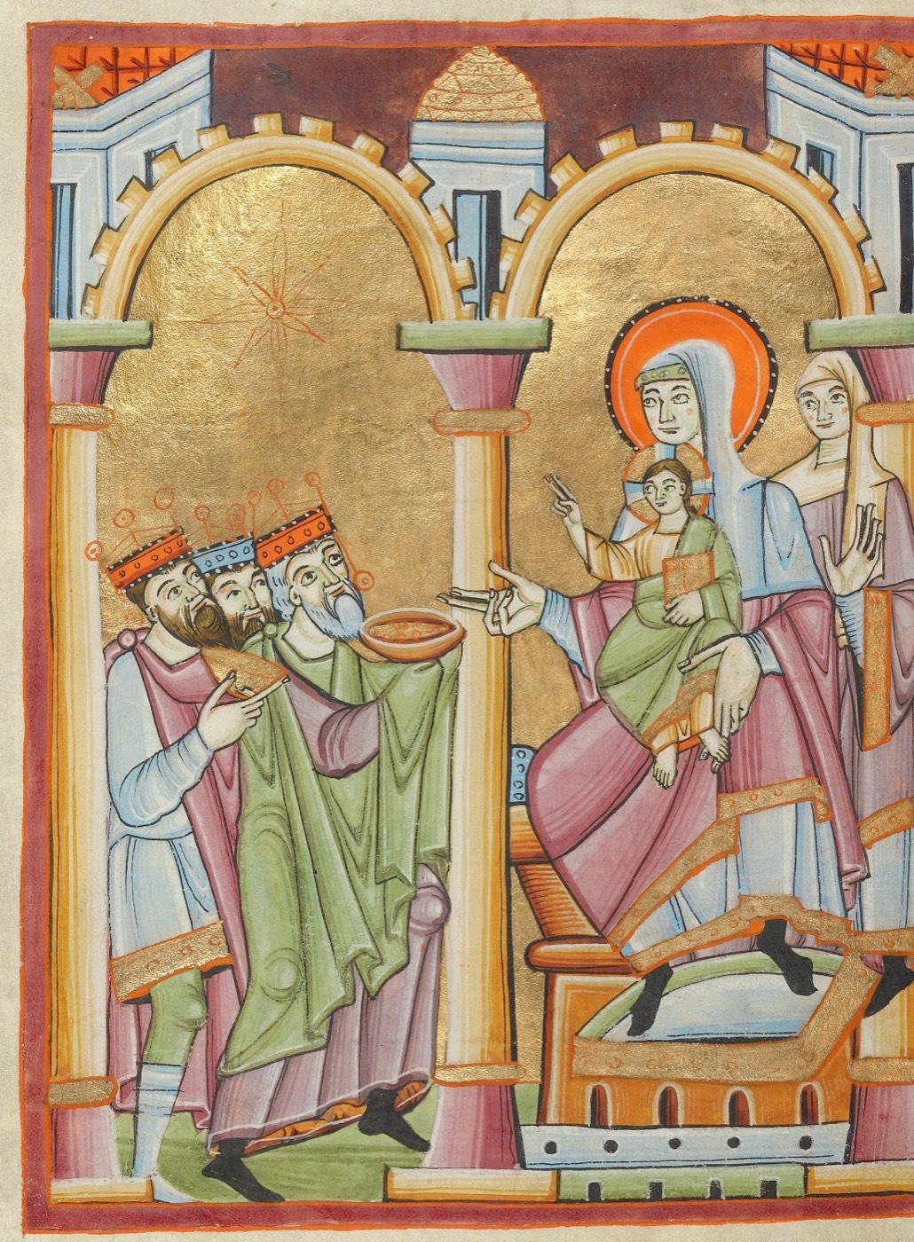 The Adoration of the Magi (Ms. Ludwig VII 1, fol. 25v, from the Benedictional), Unknown painter, Regensburg