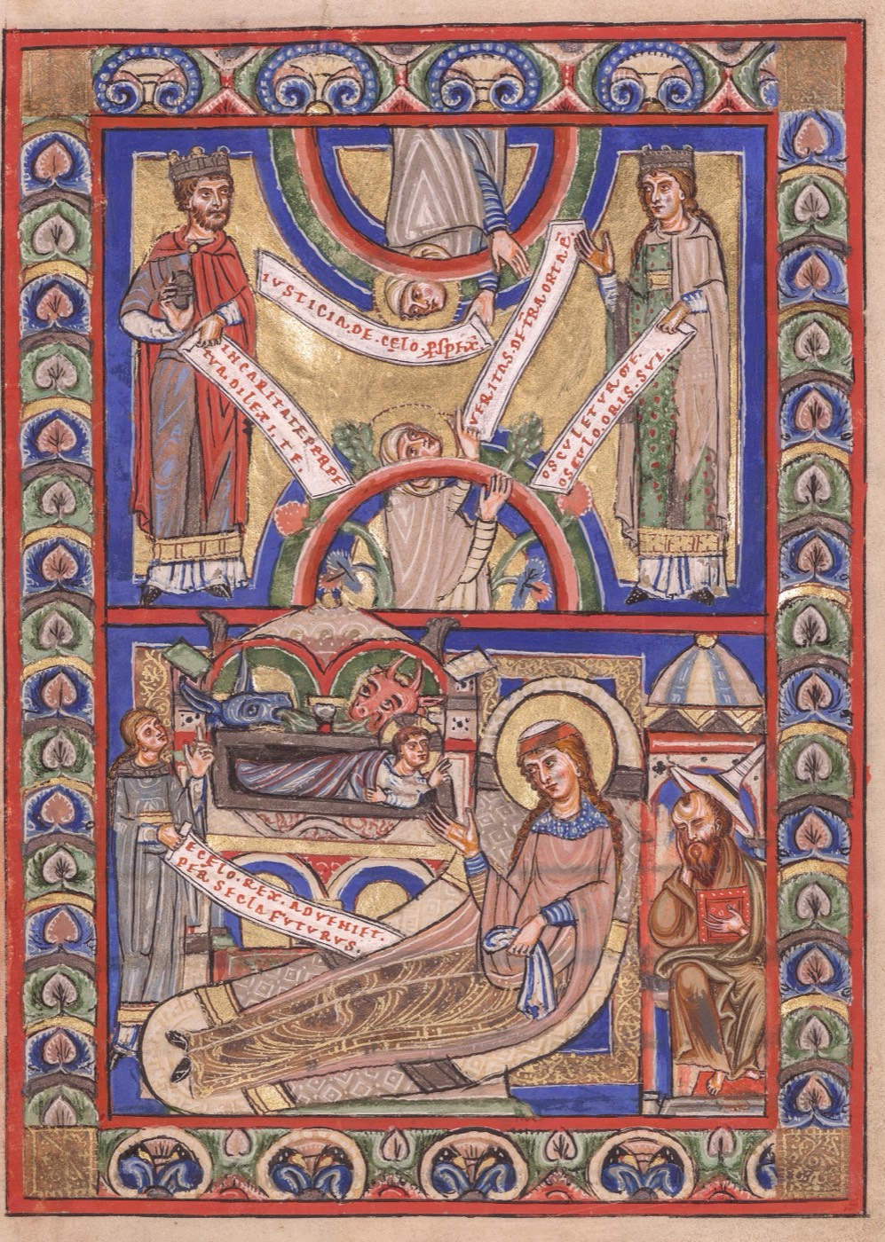 Single Leaf Excised from a Gospel Book: The Nativity (recto), Unknown painter, Helmarshausen