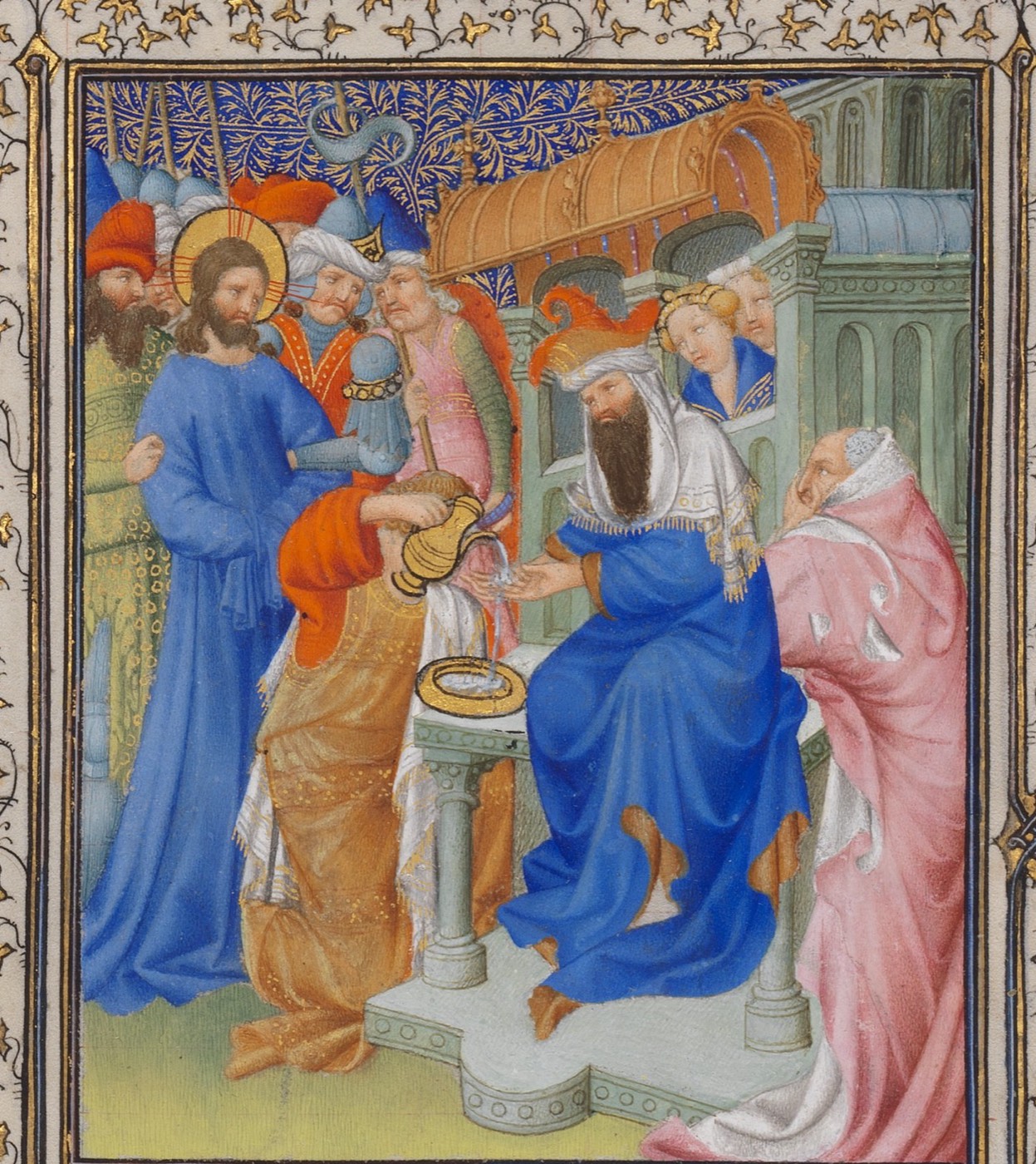 Pilate Washing His Hands (page from The Belles Heures of Jean de France, duc de Berry), Limbourg Brothers