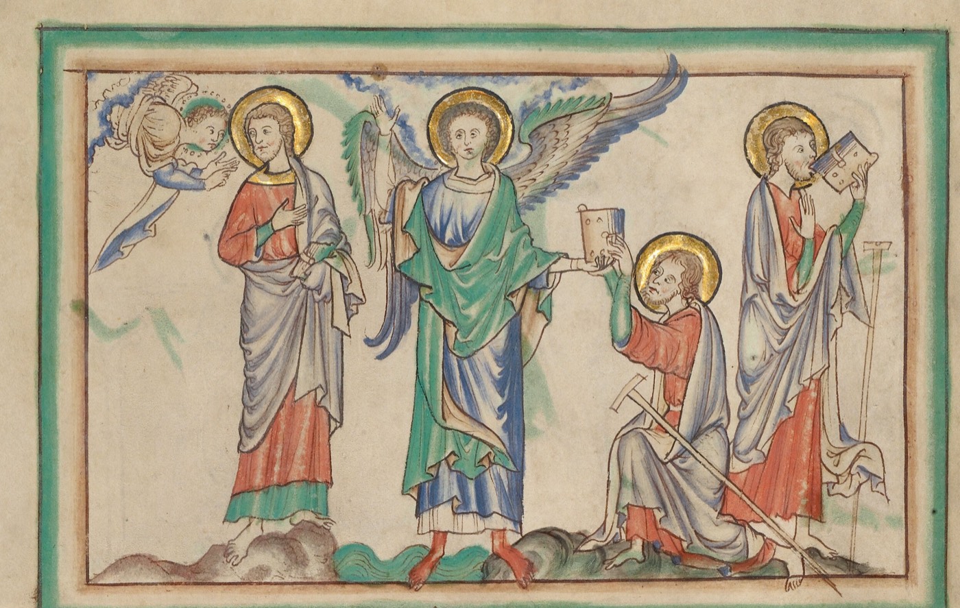 Saint John Eats the Book Received from the Angel (Ms. Ludwig III 1, fol. 15v, from the Getty Apocalypse), Unknown English painter