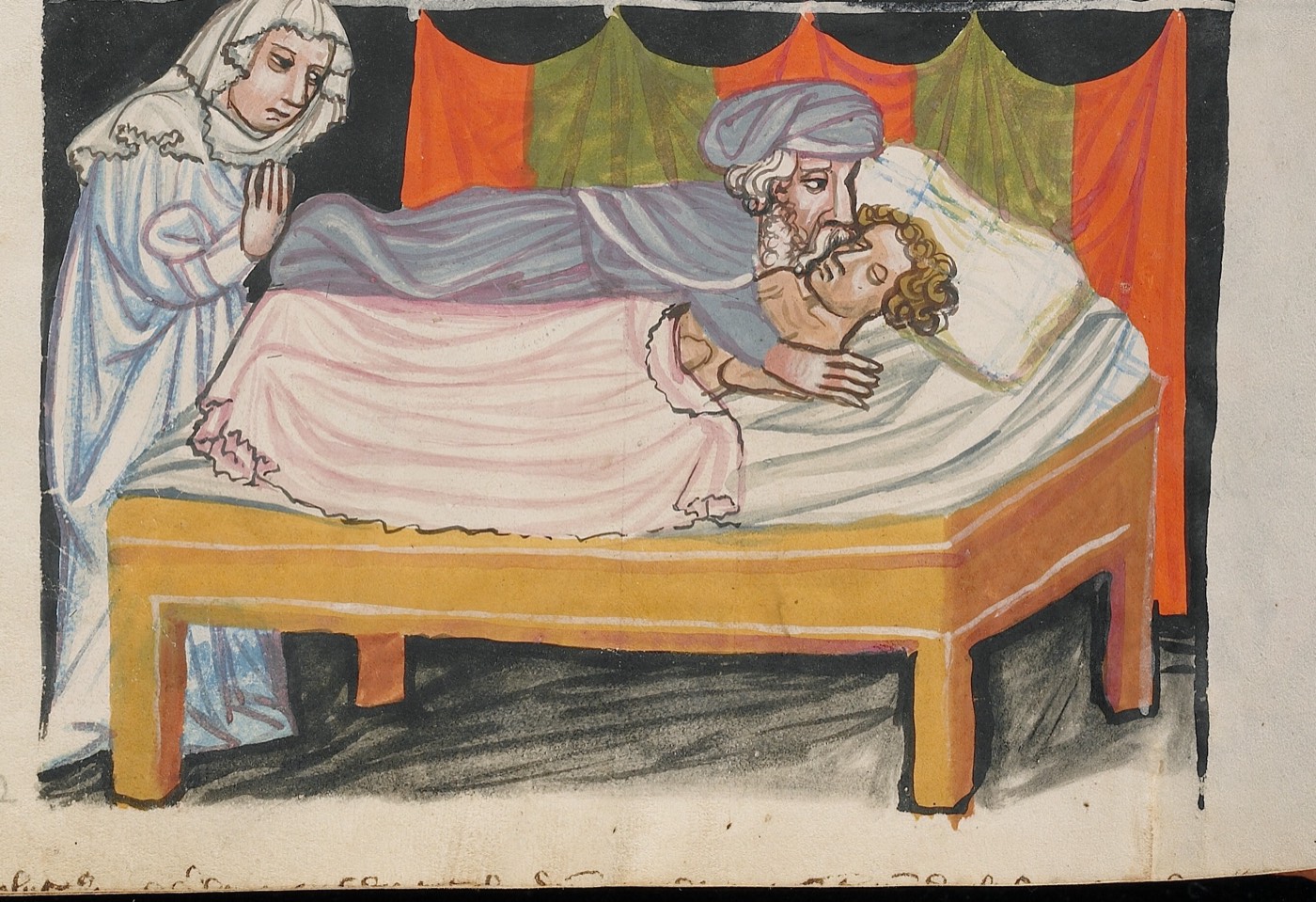 Elisha Raising a Woman's Dead Child (Ms. 33, fol. 230v, from the Weltchronik), Unknown painter, Regensburg