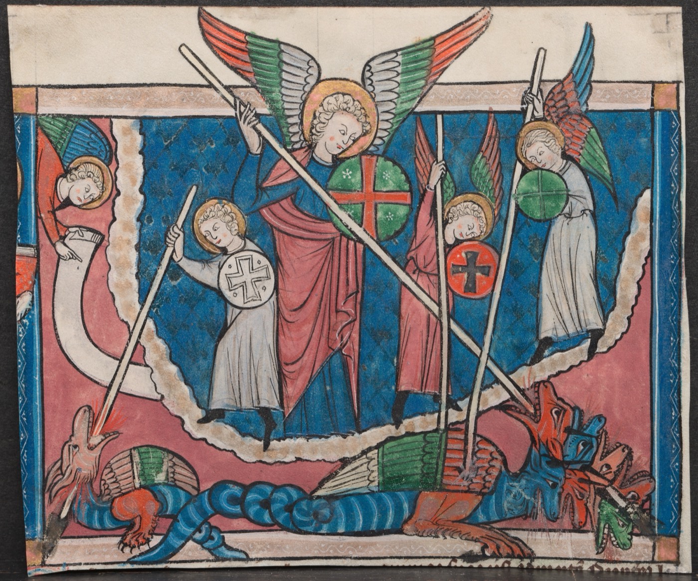 Miniature from a Manuscript of the Apocalypse: The War in Heaven, Unknown painter, Lorraine