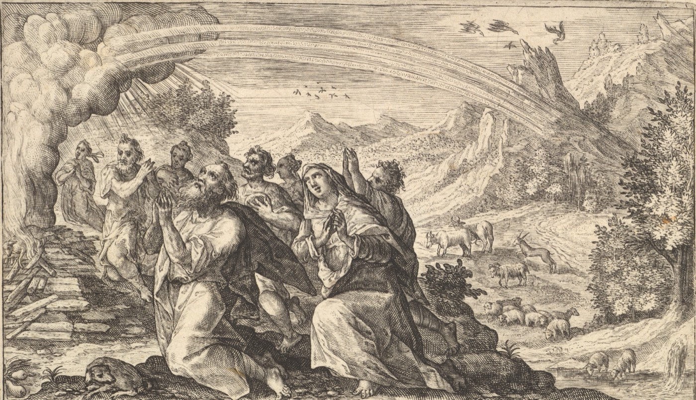 Бог заключает завет с Ноем (из «Liber Genesis»), Криспейн де Пас Старший