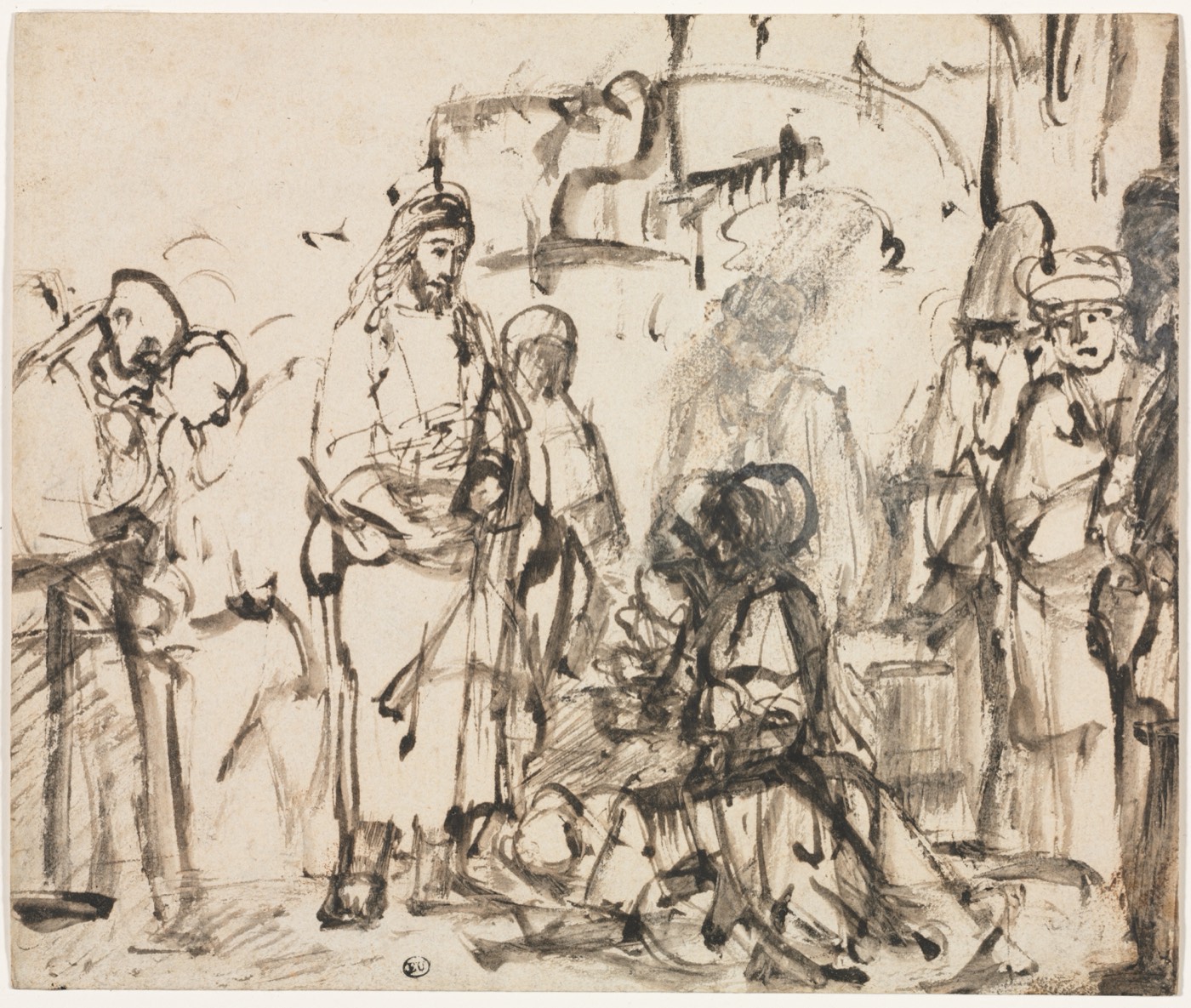 The Meeting of Christ with Martha and Mary after the Death of Lazarus, Rembrandt