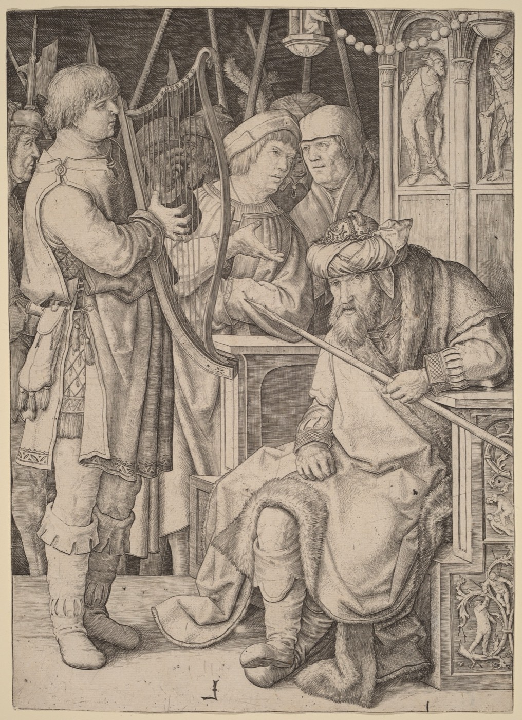 David Playing the Harp before Saul, Lucas van Leyden