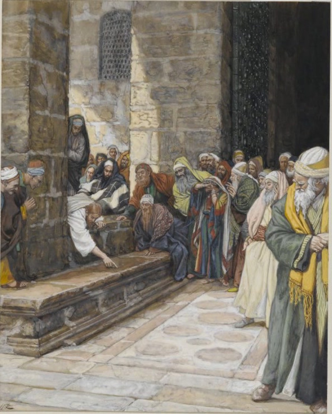 The Adulterous Woman--Christ Writing upon the Ground (La femme adultère--Christ écrit par terre), James Tissot