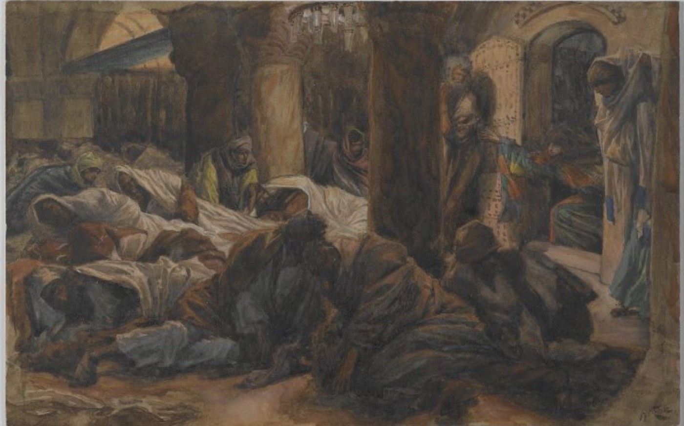 The Magdalene Runs to the Cenacle to Tell the Apostles that the Body of Jesus is No Longer in the Tomb (Madeleine court au cénacle et avertit les apôtres que le corps de Jésus n'est plus dans le tombeau), James Tissot