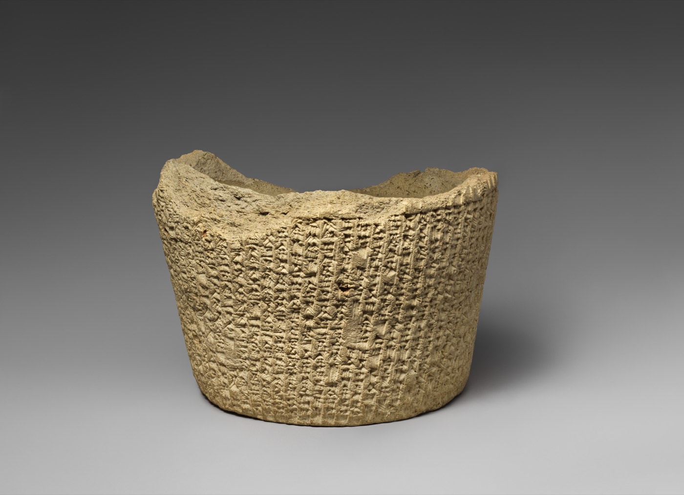 Cuneiform cylinder: Ehulhul inscription of Nabonidus describing his work on three temples