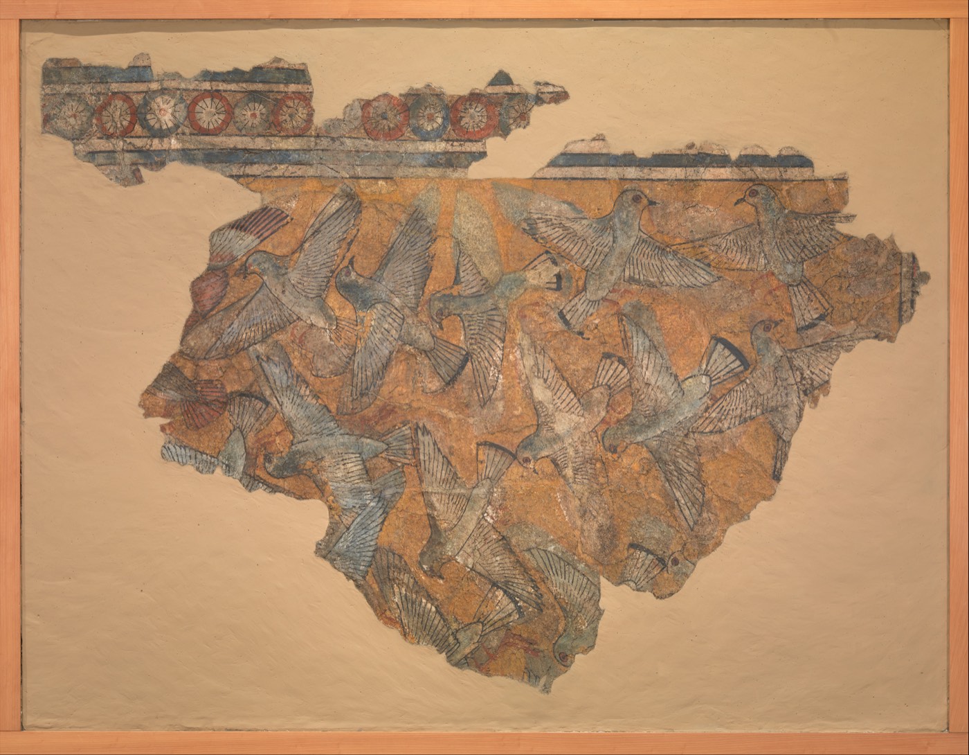 Ceiling Fragment Depicting Pigeons in Flight