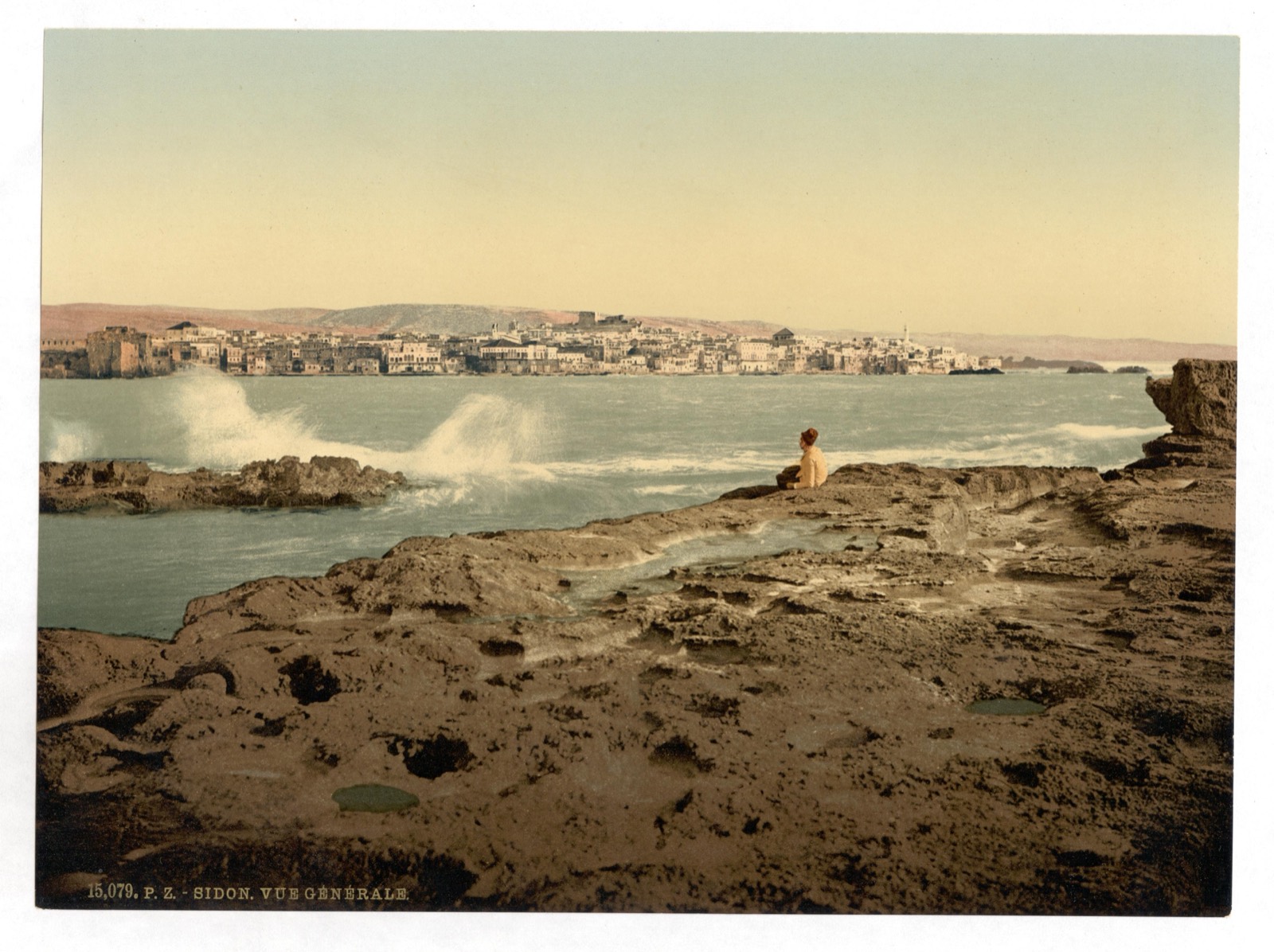 Sidon on the coast, seen from the rocks by the sea, c. 1890–1900.