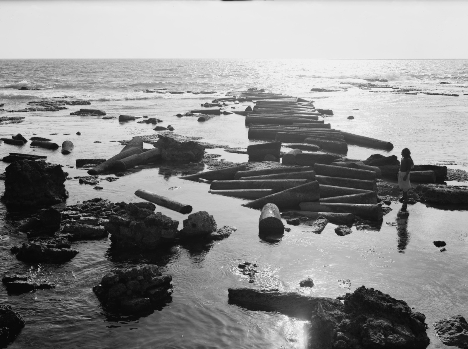 Caesarea. (Kaisarieh). Caesarea. Mole of pillars looking seaward