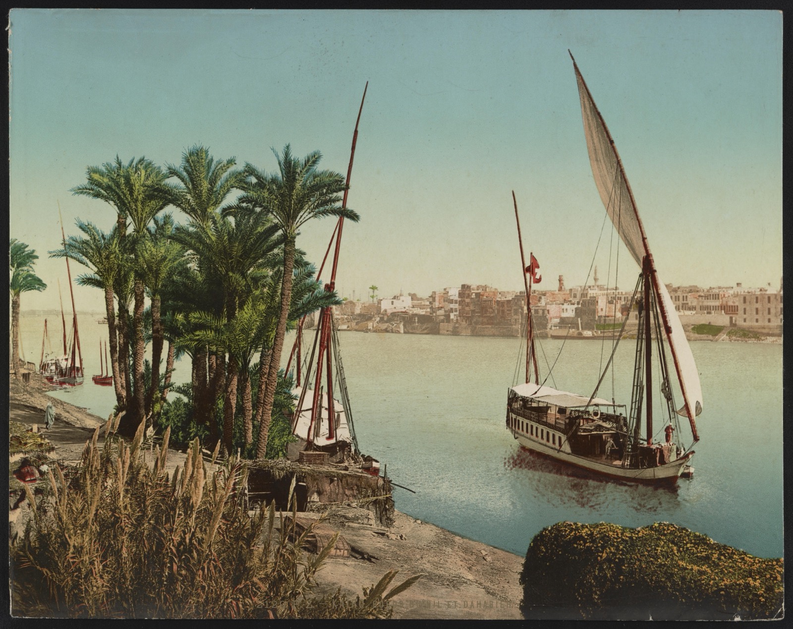 Sailing boats on the Nile at Cairo, c. 1890–1900.