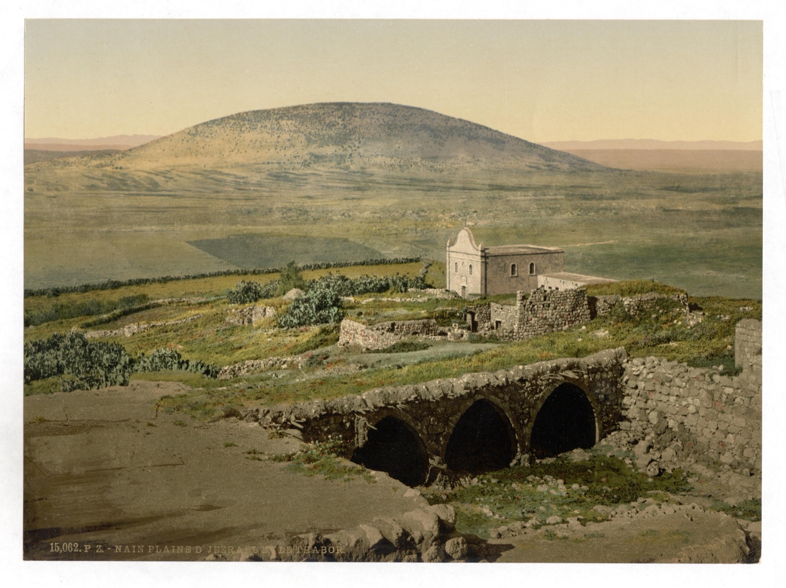 The village of Nain below the hill of Moreh, with Mount Tabor in the distance, c. 1890–1900.