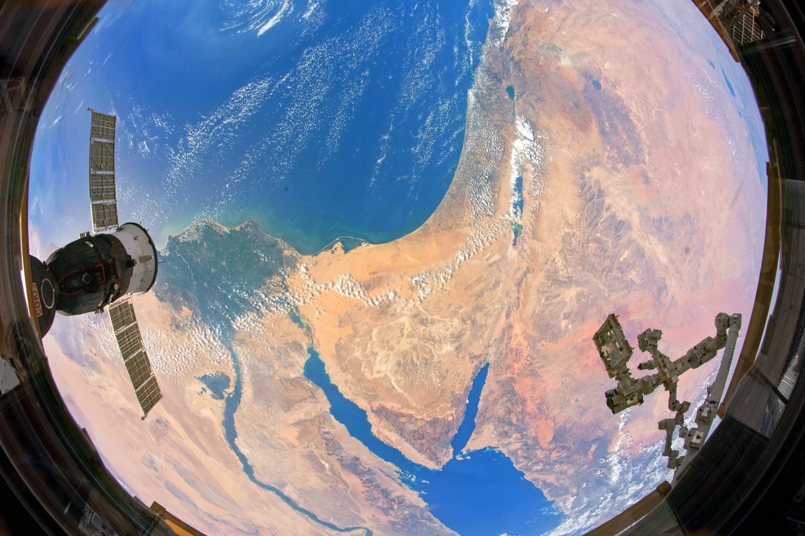 Two continents through a fisheye