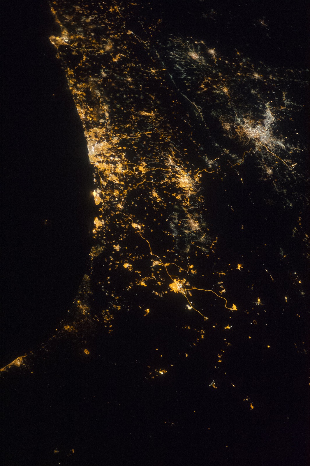 Jerusalem and the coast at night
