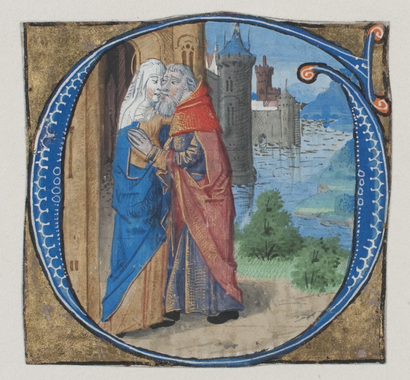 Manuscript Illumination with Joachim and Anna in an Initial G with Joachim and Anna, from a Missal