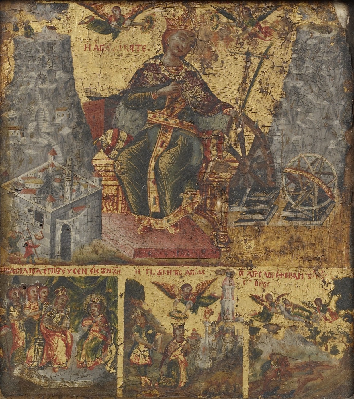 Saint Catherine of Alexandria with Three Scenes from Her Life